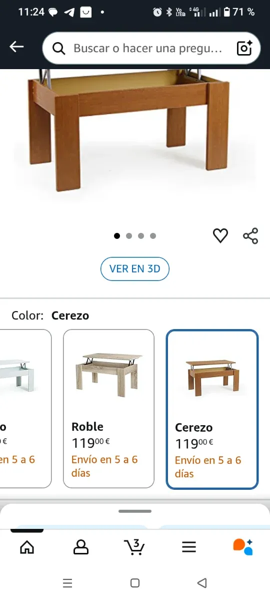 Mesa centro elevable cerezo