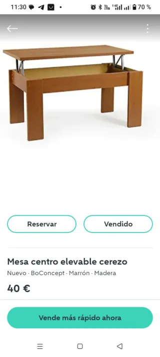 Mesa centro elevable cerezo