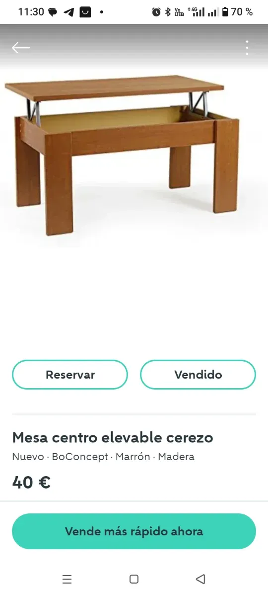 Mesa centro elevable cerezo