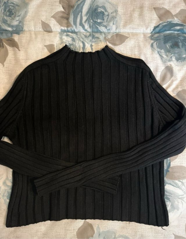 Maglia nera a coste Tg unica