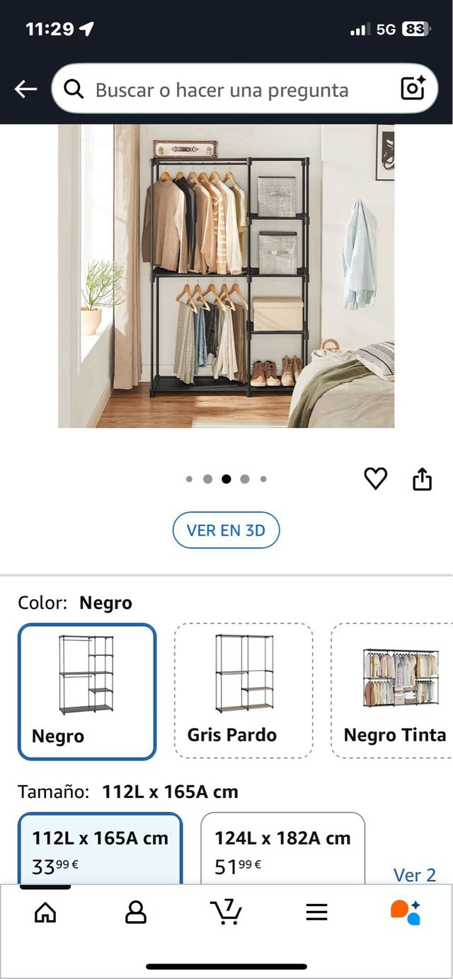 Suporte de roupas SONGMICS preto em metal. Ref. 17