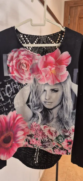 Jersey mujer negro estampado flores