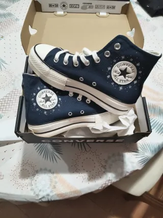 Converse plataforma azul estrellas talla 37