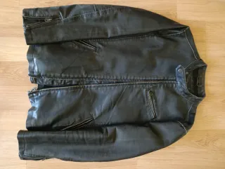 Cazadora Cuero Vintage Negra