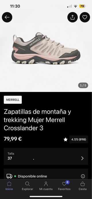 Zapatillas de montaña mujer Merrell beige y rosa