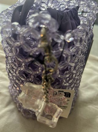 Mini bolso de abalorios morado Zara