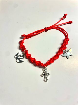 Pulsera Hilo Rojo Artesanal Dijes Plata