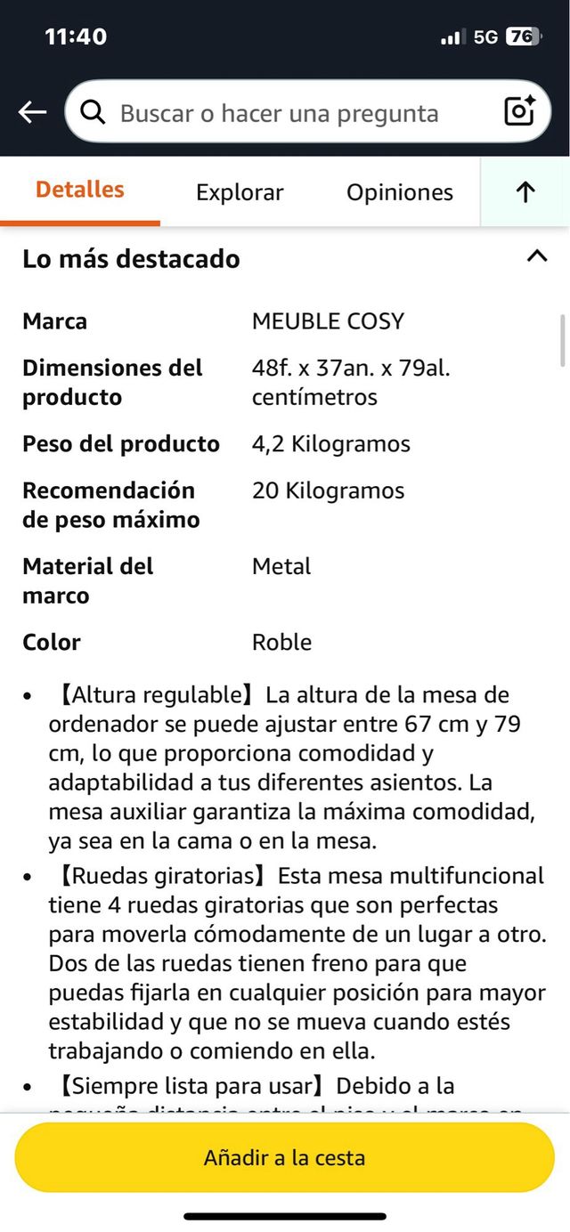 Mesa Auxiliar para Computador. Ref. 2