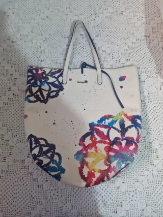 Bolso Grande Desigual Multicolor Blanco