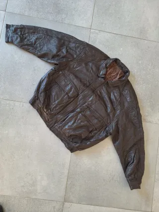 Chaqueta Bomber Piel Vintage Oversized M Aviator