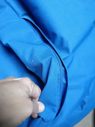 Puff sofa de tela lavable azul