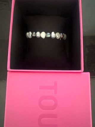 Pulsera Tous Perlas Grises y Oso Oro