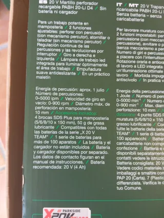 Taladro martillo percutor Parkside con maletín