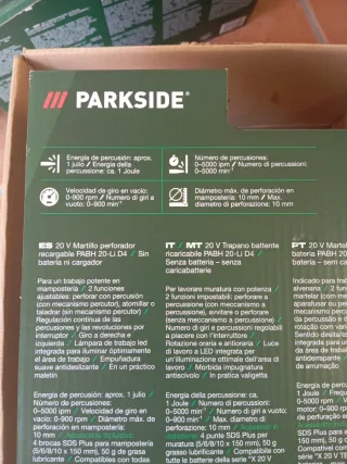 Taladro martillo percutor Parkside con maletín