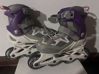 Patines en línea Oxelo morados y grisesTalla 30-35