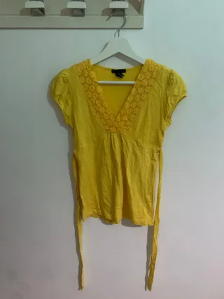 Camiseta Mango Mujer Amarilla