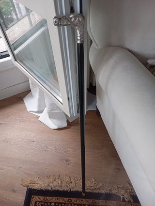 Bastón Mango Gaviota con semilla. Plateado.