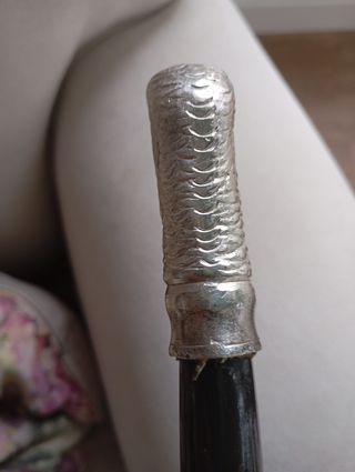 Bastón Mango Gaviota con semilla. Plateado.