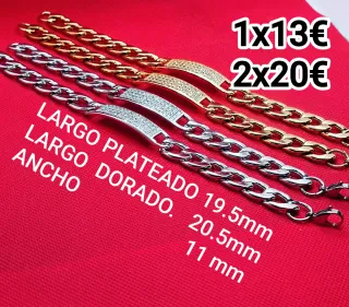 Pulsera Acero Inoxidable Cristal Dorada/Plateada
