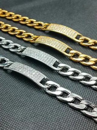 Pulsera Acero Inoxidable Cristal Dorada/Plateada