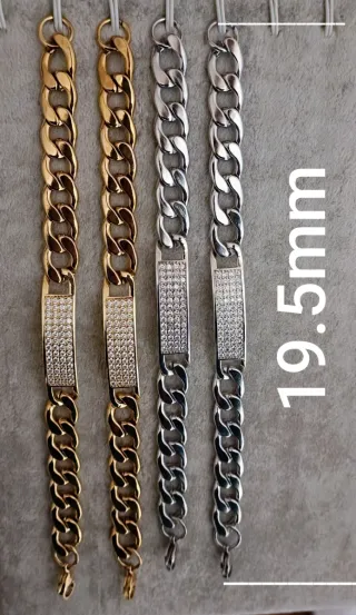 Pulsera Acero Inoxidable Cristal Dorada/Plateada