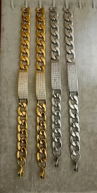 Pulsera Acero Inoxidable Cristal Dorada/Plateada