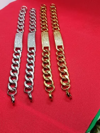 Pulsera Acero Inoxidable Cristal Dorada/Plateada