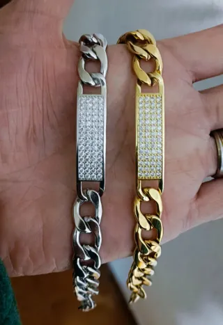 Pulsera Acero Inoxidable Cristal Dorada/Plateada