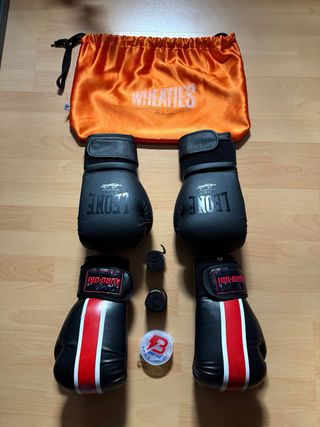 Guantes Boxeo Leone + Vendas + Bolsa