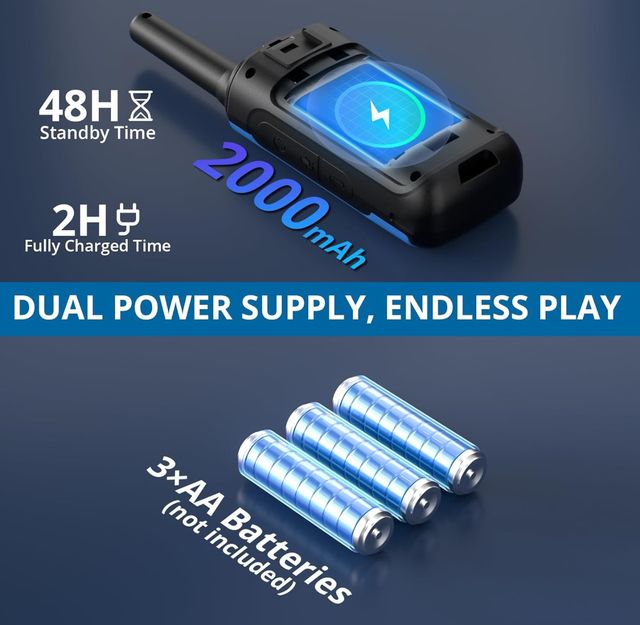 Confezione da 3 Walkie Talkie Ricaricabili con Torcia e Bussola