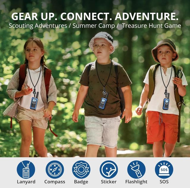 Confezione da 3 Walkie Talkie Ricaricabili con Torcia e Bussola