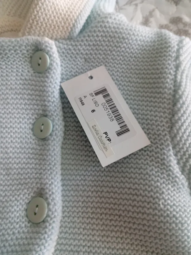 Conjunto bebé punto azul con capota