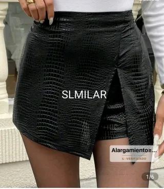 Pantalón corto falda efecto piel