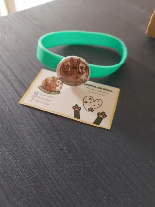 Pulsera verde con pin de perros