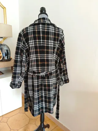 Cappotto scozzese vintage con cintura XXL