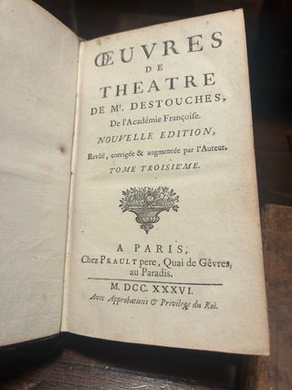 2 Libri Antichi Théâtre de Destouches
