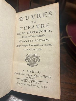 2 Libri Antichi Théâtre de Destouches