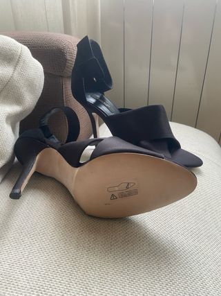 Sandalias Fiesta Zara Tacón Negro