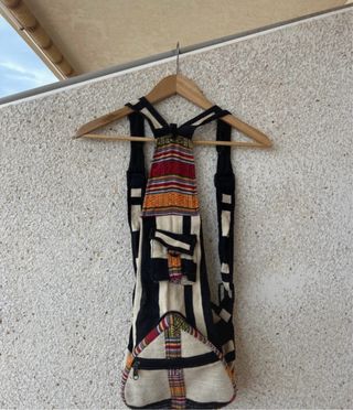 Mochila plegable beige y multicolor