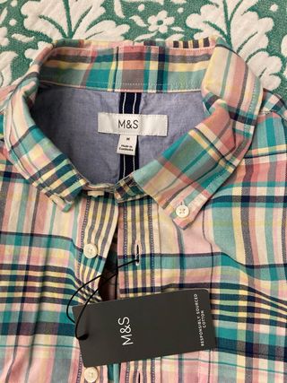 Camisa M&S cuadros algodón Talla M