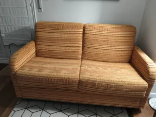 Sofá Cama Tela Naranja y Beige