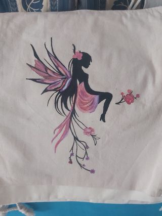 Mochila tela pintada a mano tigre flores