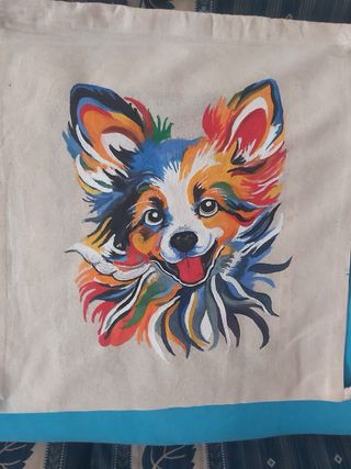 Mochila tela pintada a mano tigre flores