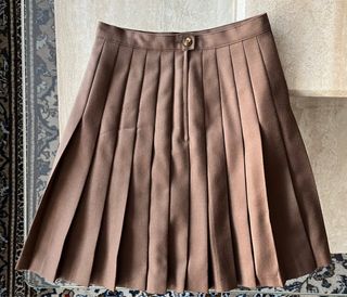 Falda Plisada Lana Virgen Marrón T.38