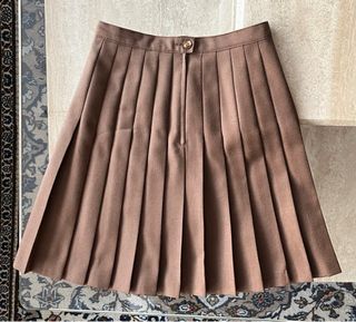 Falda Plisada Lana Virgen Marrón T.38