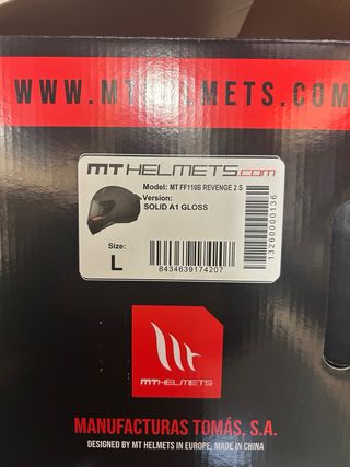 Casco MT Revenge 2 Negro Brillo Talla L