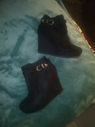 Botines cuña negros talla 37