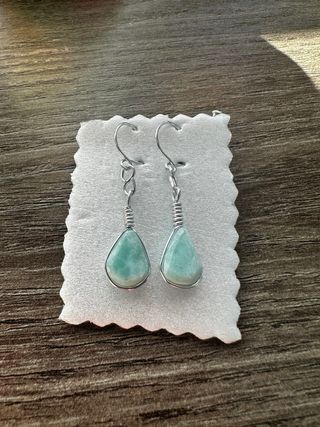 Pendientes de Larimar auténtico en plata Artesanal