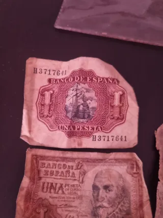 Billetes antiguos españoles 1 y 5 Pesetas
