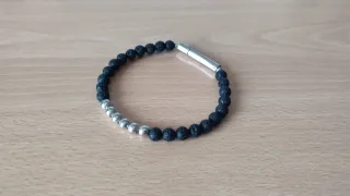 Pulsera Bolas Lava Negra